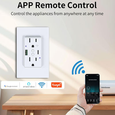 15A 125V Wifi Controlled Power Outlet With PD20W Fast Charging