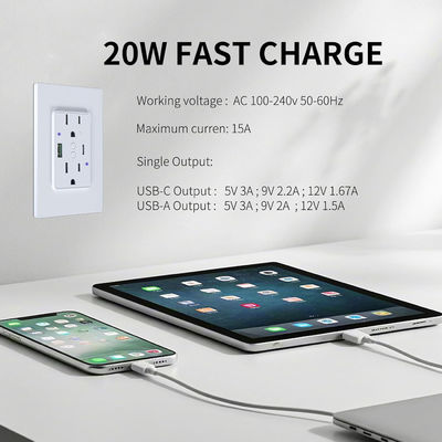 15A 125V Wifi Controlled Power Outlet With PD20W Fast Charging