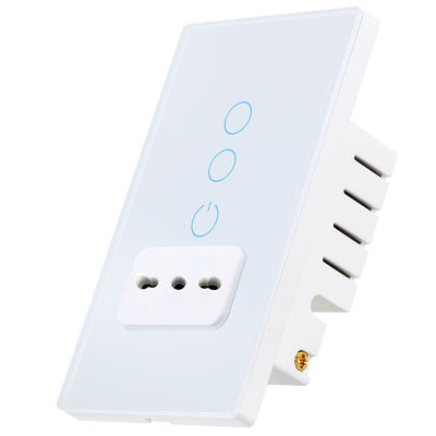 Italy 16A Smart Life 2 Gang Wifi Switch 50/60Hz With Socket