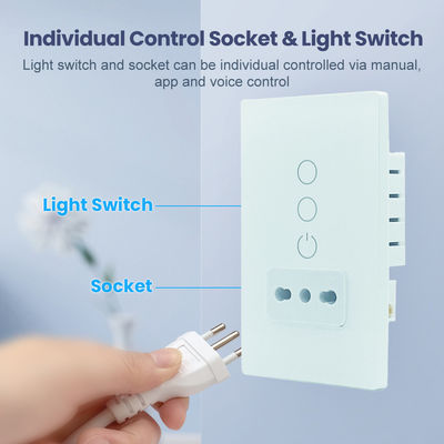 Italy 16A Smart Life 2 Gang Wifi Switch 50/60Hz With Socket