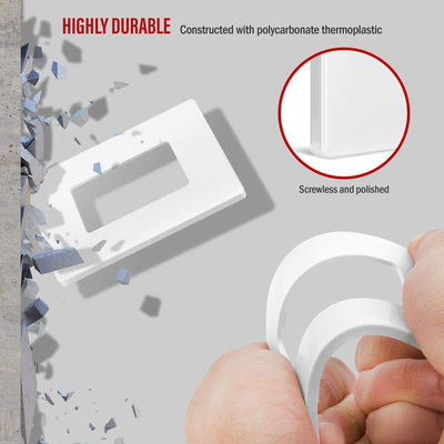 Rectangular Plastic 1 Gang Wall Plate Screwless Matte Finished