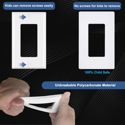Rectangular Plastic 1 Gang Wall Plate Screwless Matte Finished