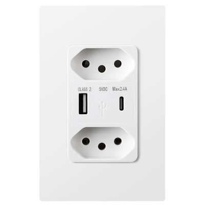 Convenient Brazil USB Wall Socket With 2 USB 5V 2.4A Output