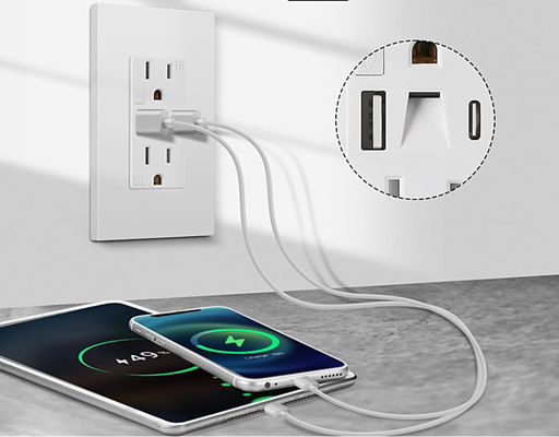 Fast Charging USB Type C Outlet PD20W Receptacle With Light